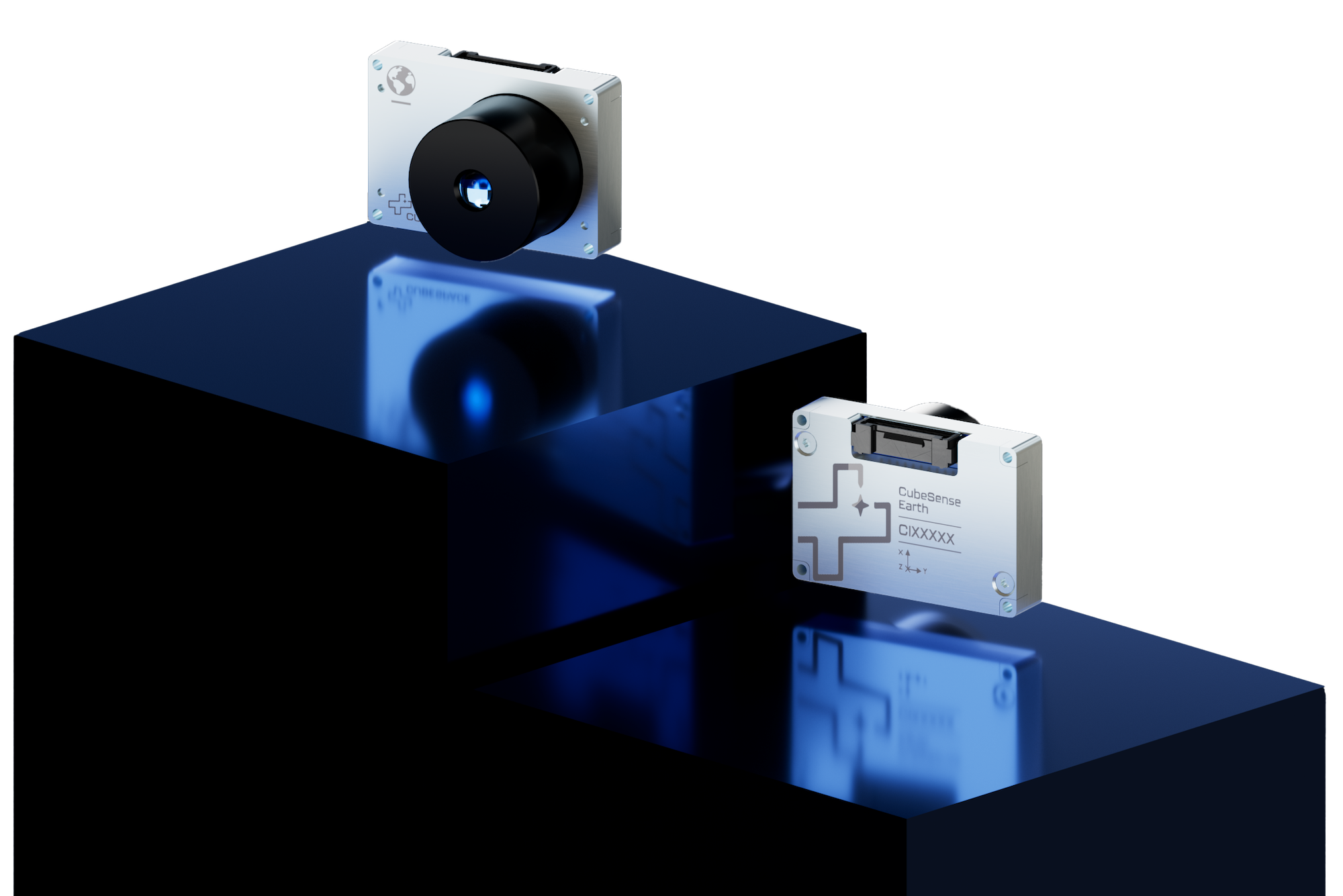 Plint with render of Earth Horizon Sensor